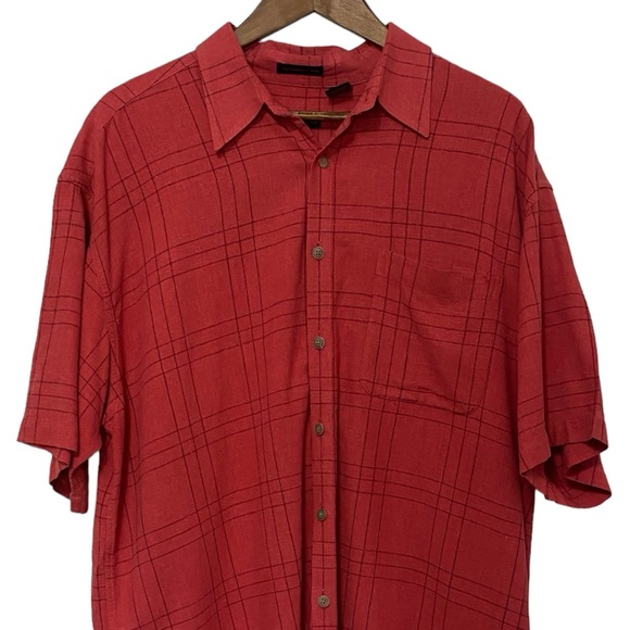 Van Heusen Linen Blend Plaid Button Down Men’s Short Sleeve Shirt Size XLT - Picture 3 of 10